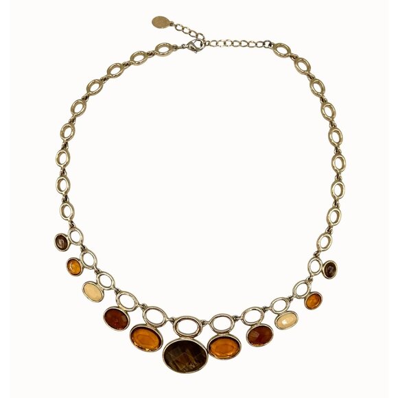 GORGEOUS CAROLINA HERRERA SIGNED FACETED RHINESTONE GOLD TONE CHAIN NECKLACE - Picture 3 of 5